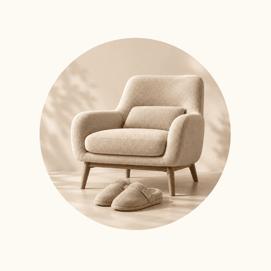 SOMSOA slippers beside a comfortable chair